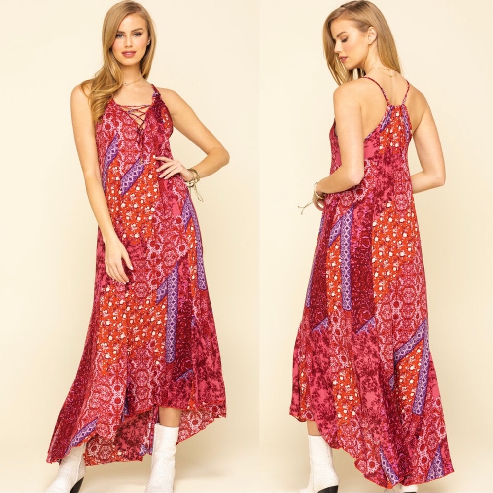 Free People Work of Art Printed Maxi Dress Small